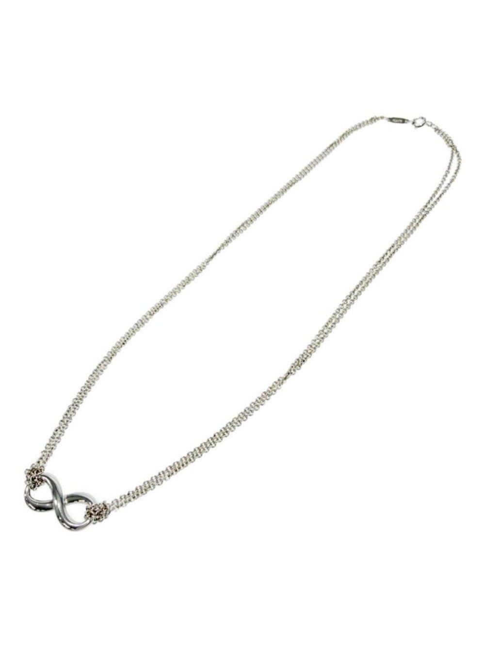 Tiffany & Co Silver Infinity Double Chain Necklace